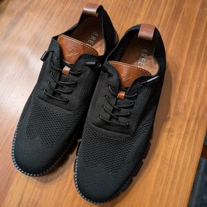 Breeze Men's Black Lightweight Business Casual Oxford Laceup Sneakers, sz 11